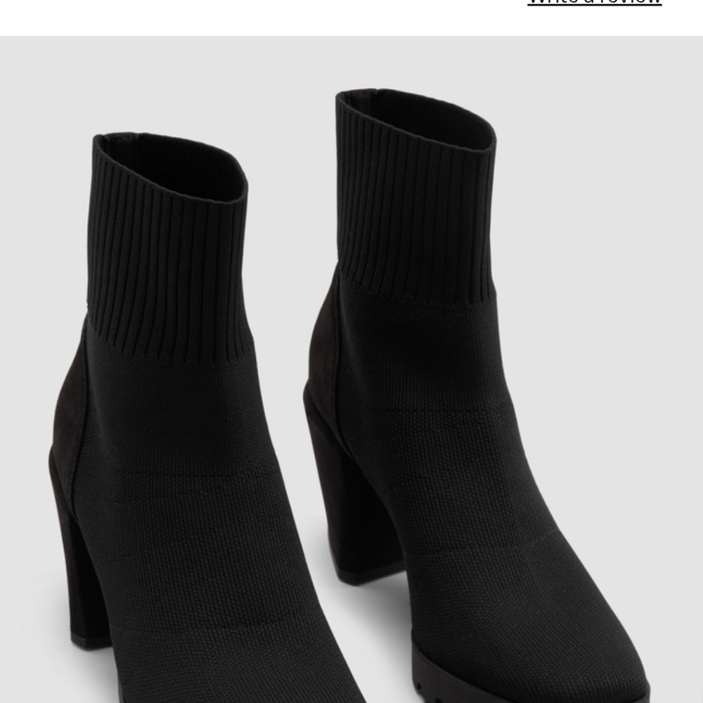 Eileen Fisher "Spell" Black Stretch Knit Heeled Boots